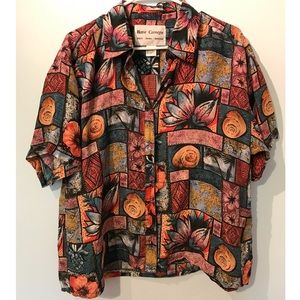 Fun print, silk, vintage, L, Hattie Carnegie